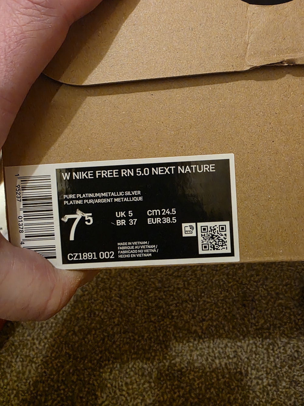 Nike Free RN 5.0 Next Nature - Pure Platinum/Metallic Silver (Women 7.5)